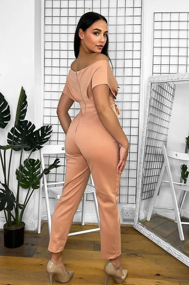 Pink Draped V-Neck Jumpsuit