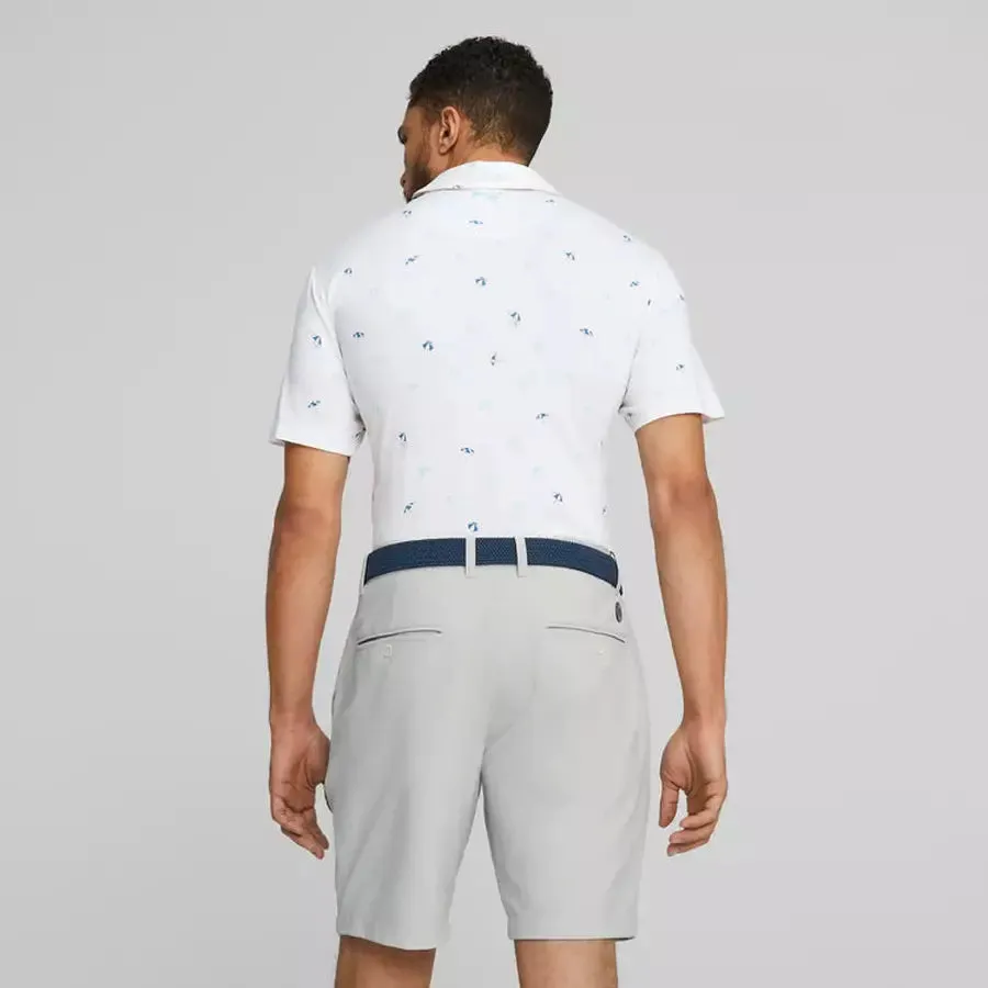 Puma AP CLOUDSPUN Dancing Umbrellas Men's Golf Polo - White