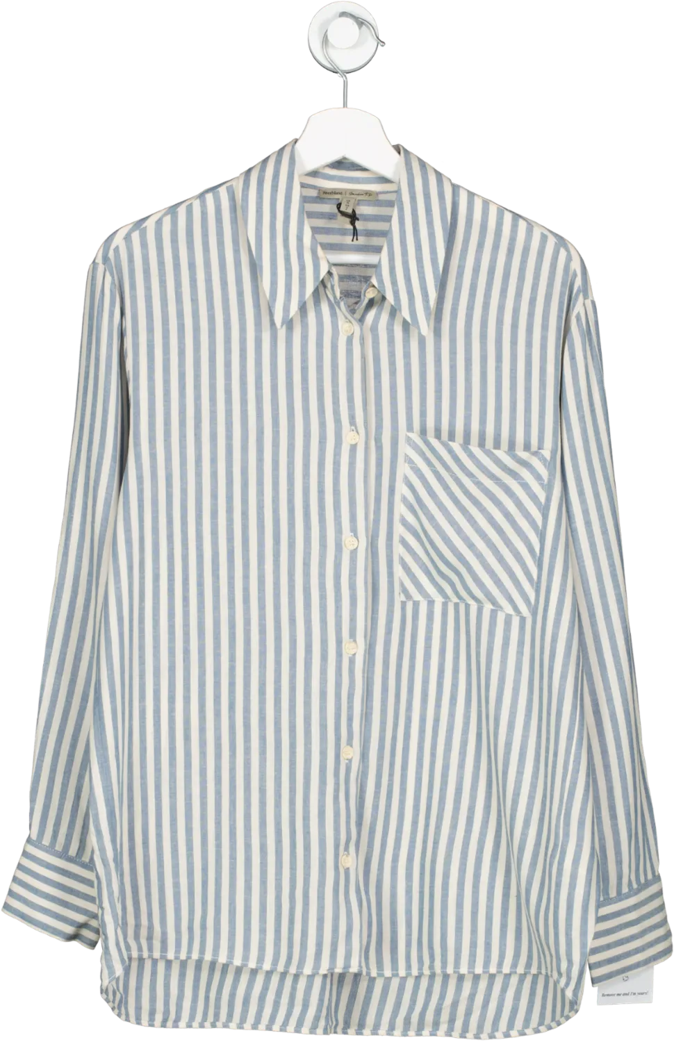 River Island Blue Linen Blend Stripe Shirt UK 6