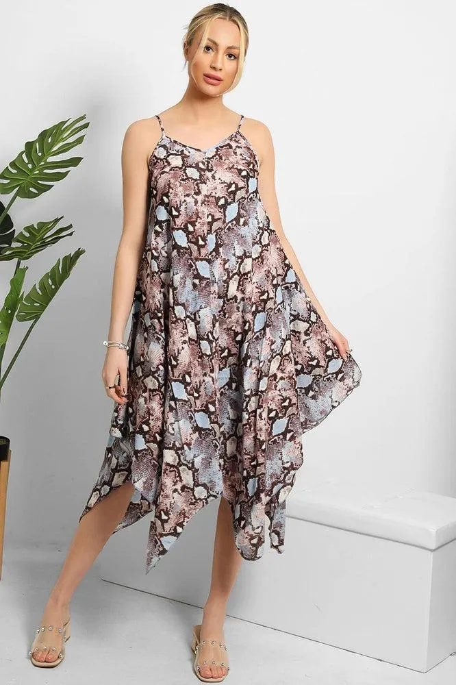 Snake Print Cami Handkerchief Dress