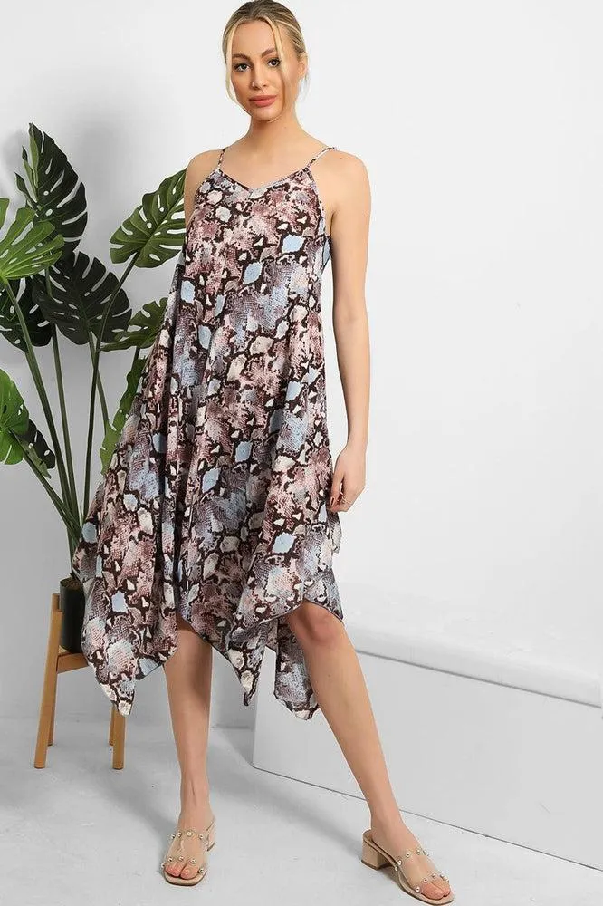 Snake Print Cami Handkerchief Dress