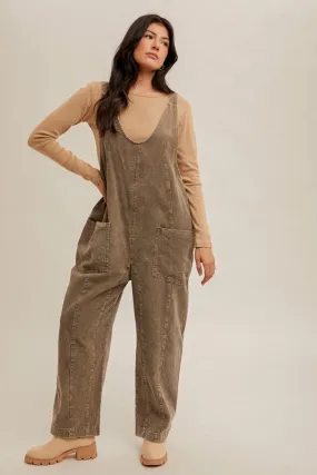 Snow Washed Corduroy Overalls