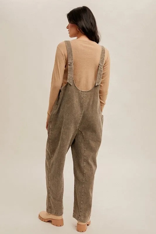 Snow Washed Corduroy Overalls