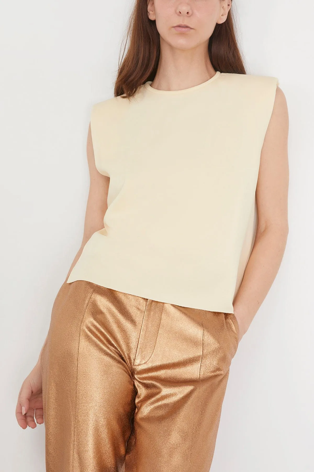 Stretch Crepe Cady Boxy Top in Batida