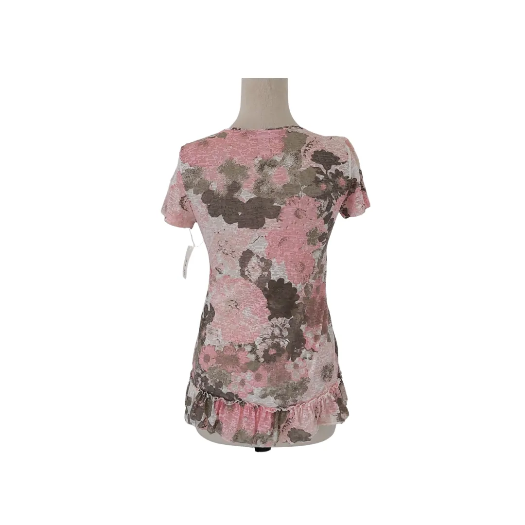 Style & Co. Pink Printed Sequins Frill Top | Brand New |