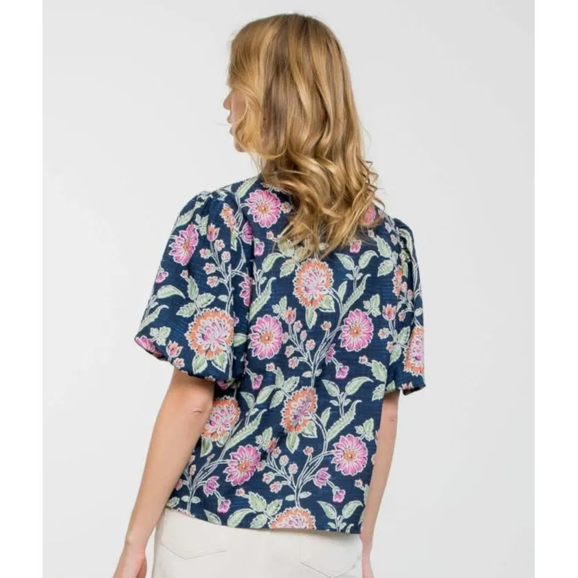 Suri Flower Print Puff Sleeve THML Top