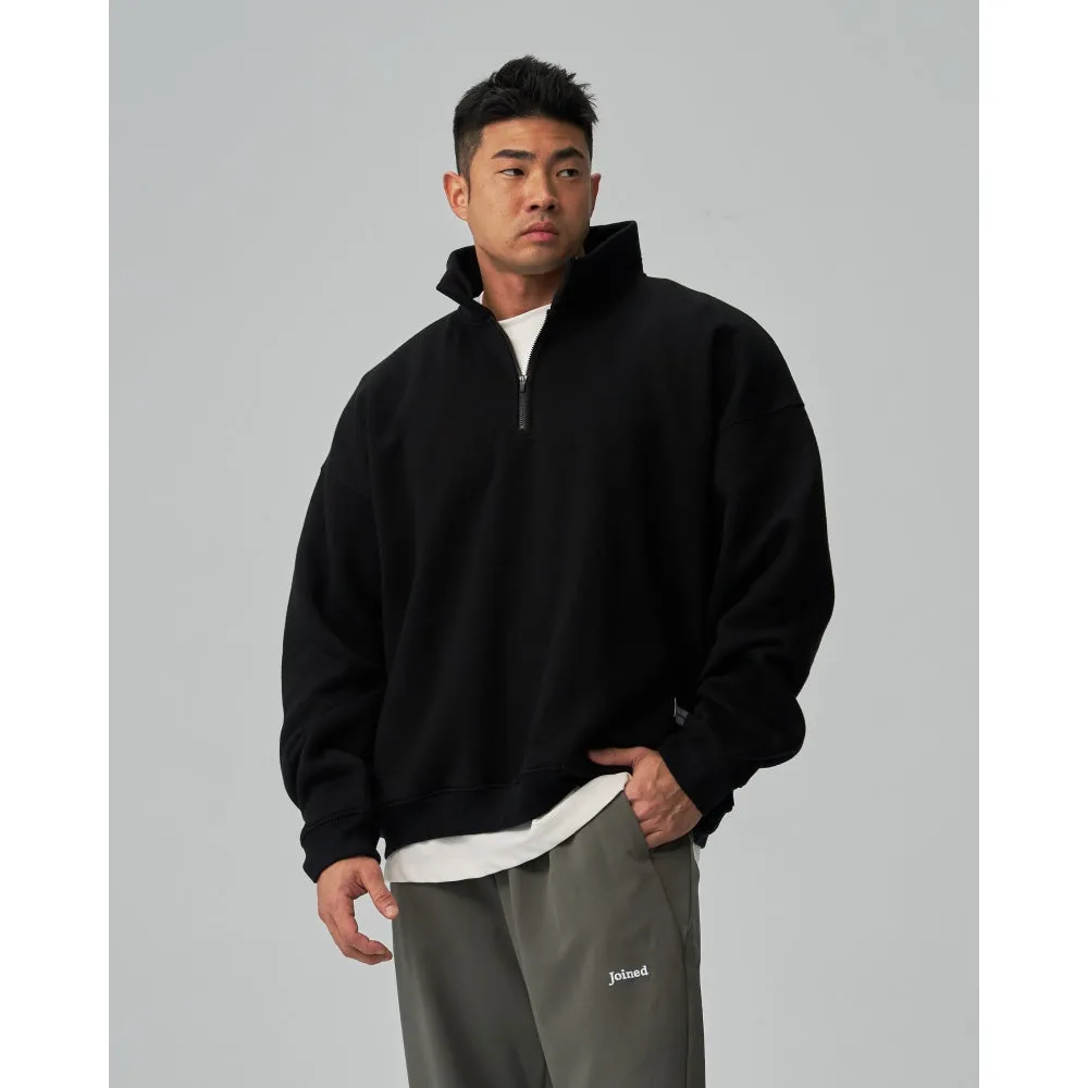 TEAMJOINED JOINED LOGO HALF-ZIP OVERSIZED SWEATSHIRT-BLACK