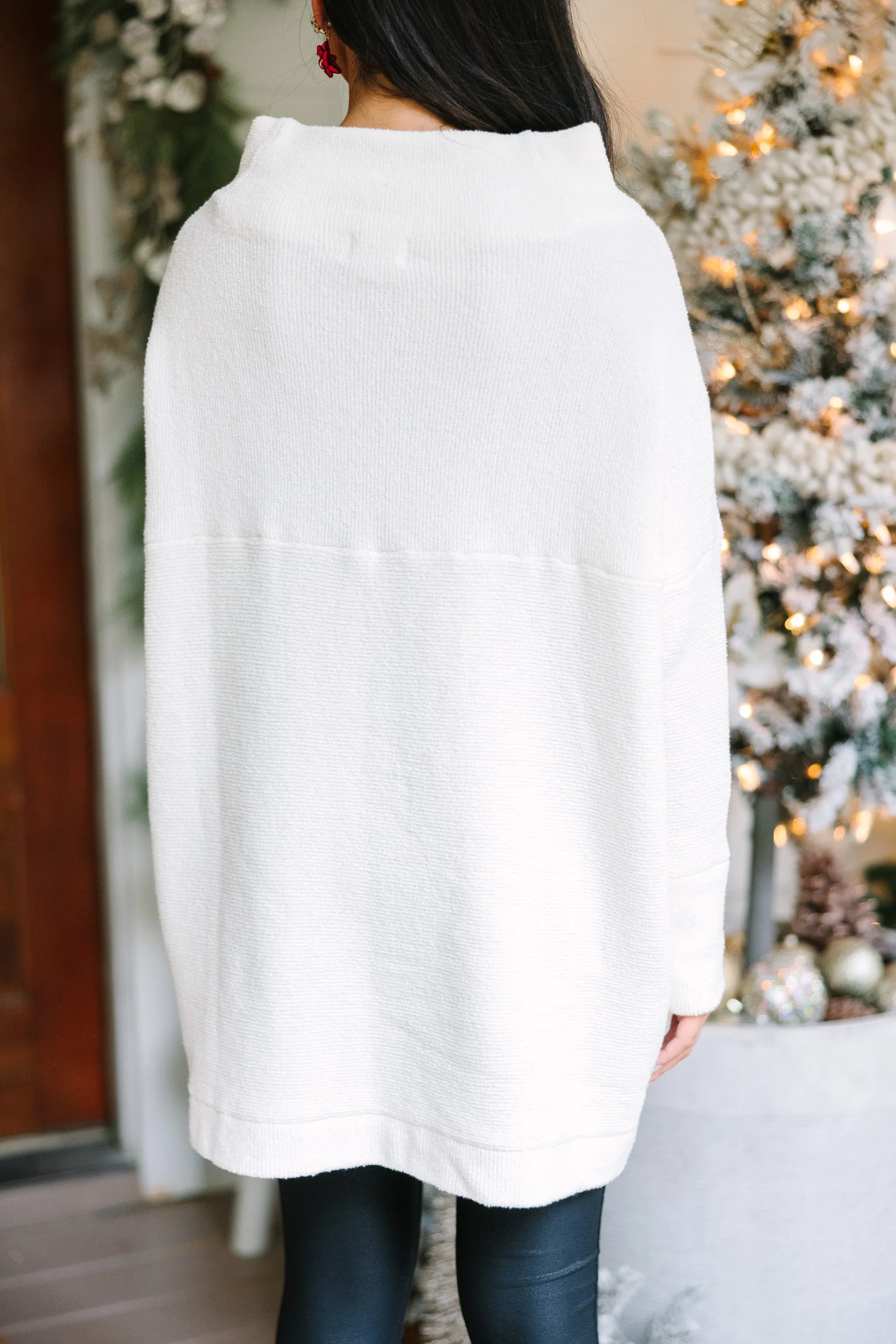 The Slouchy White Mock Neck Tunic