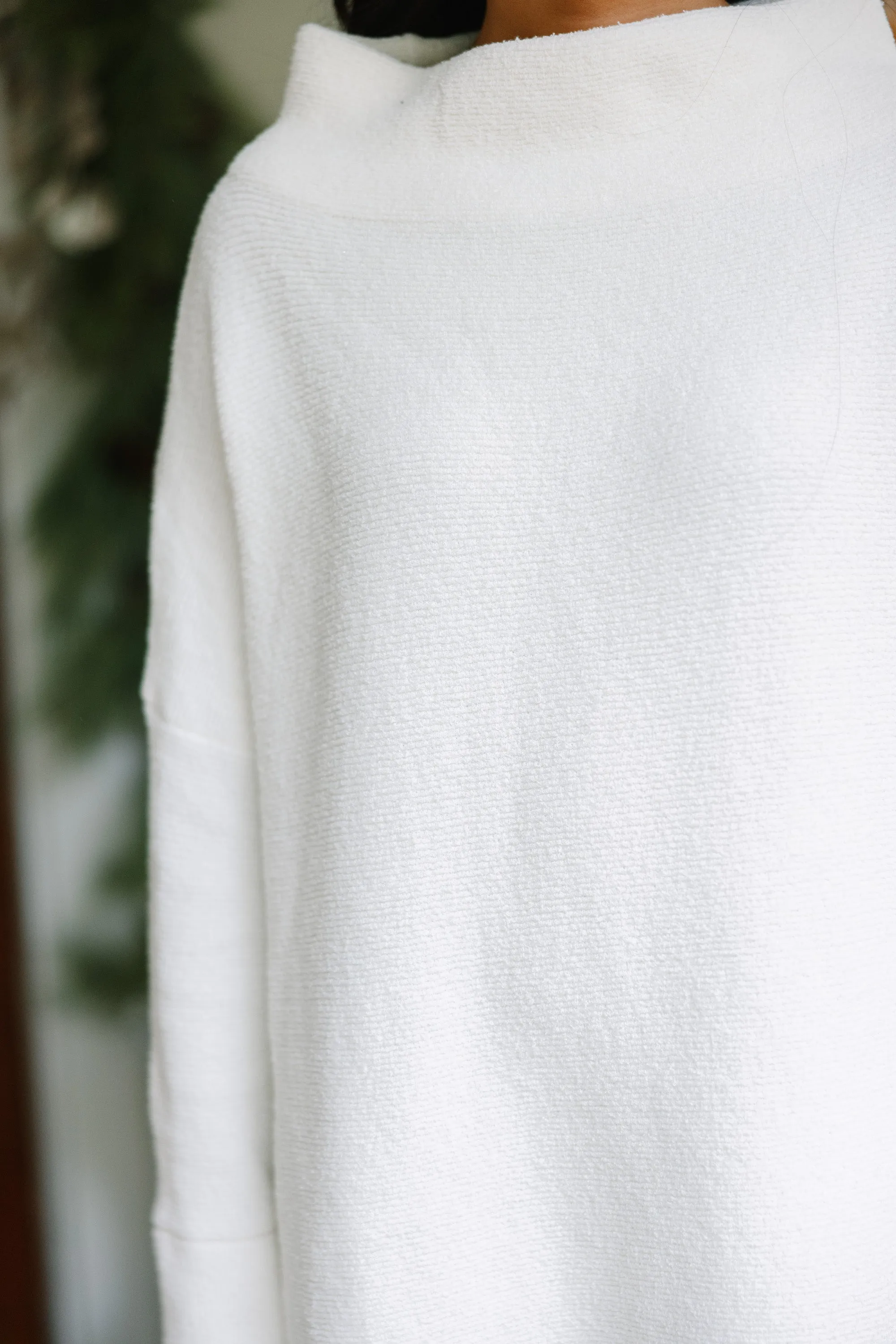 The Slouchy White Mock Neck Tunic