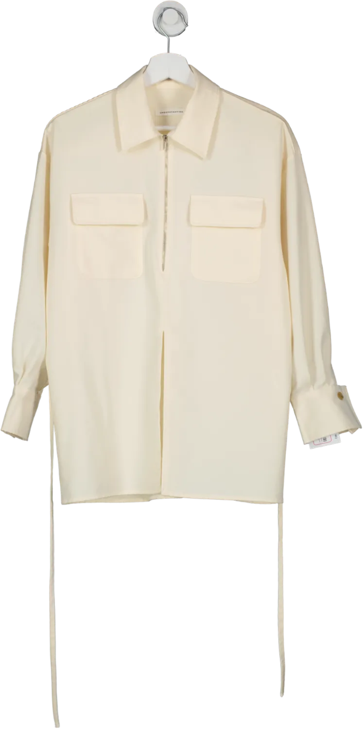 UNDERSTANDING Cream Half Zip Shirt UK S