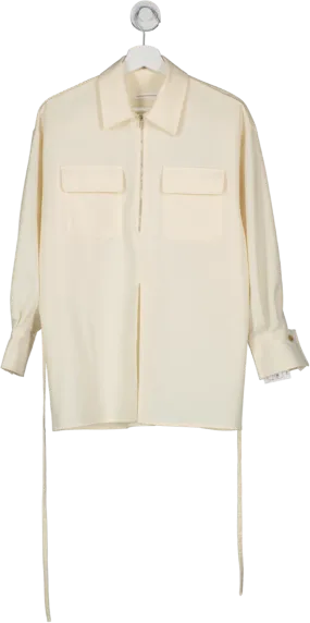 UNDERSTANDING Cream Half Zip Shirt UK S