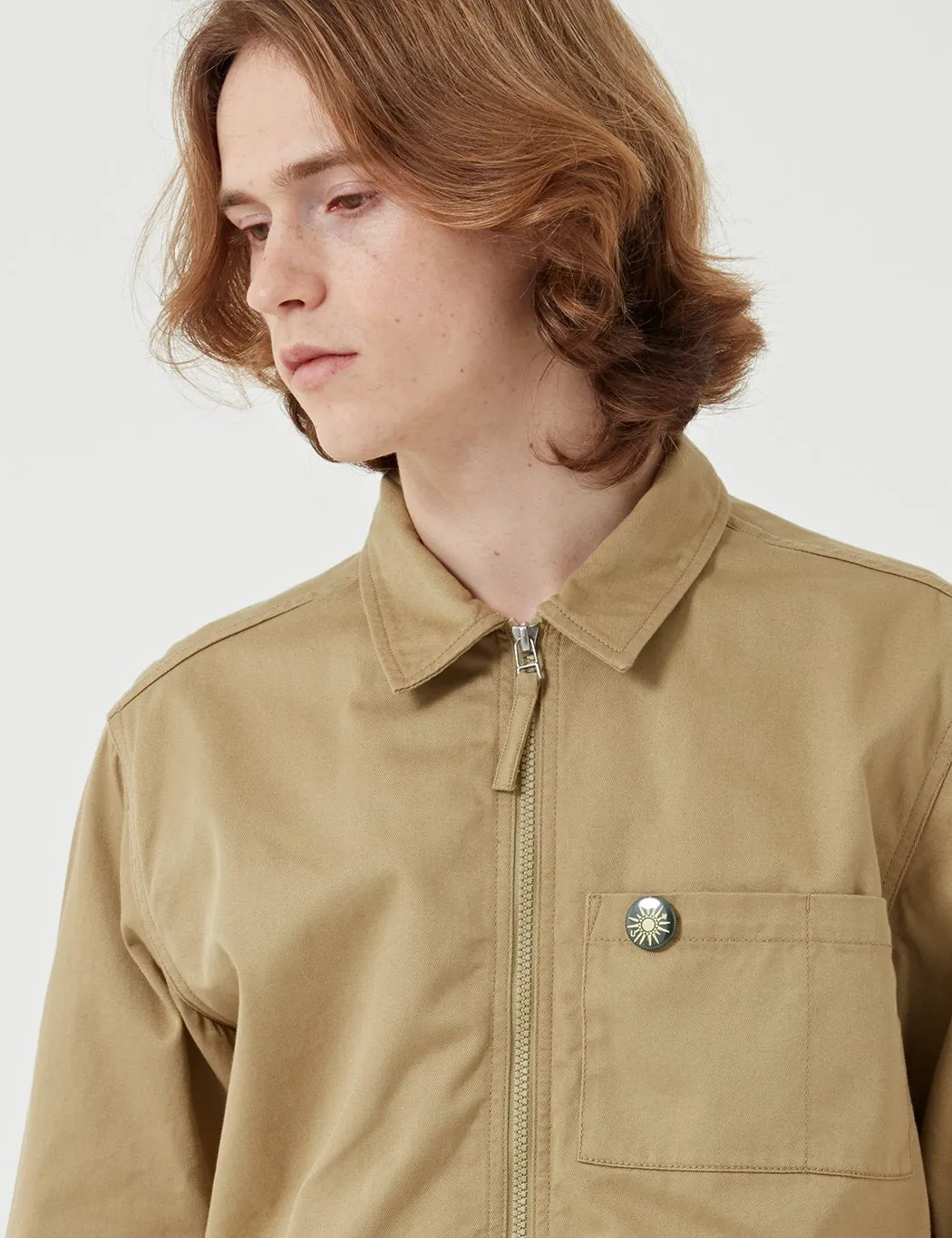 Universal Works Twill Zip Uniform Shirt - Sand