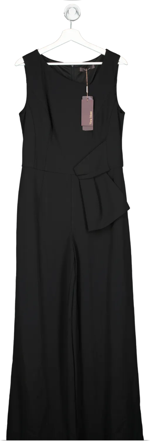 Vera Mont Black Crepe Boat Neck Jumpsuit UK 16