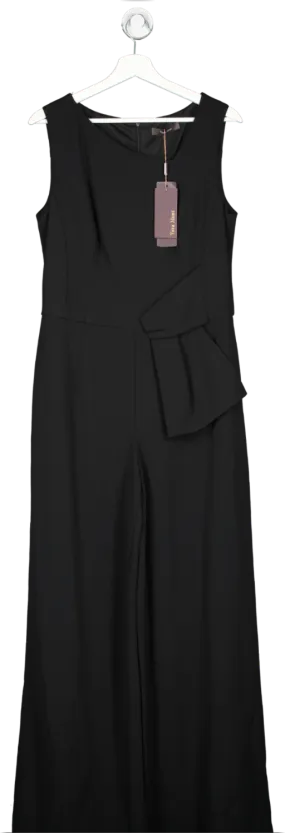 Vera Mont Black Crepe Boat Neck Jumpsuit UK 16