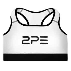 White with Black Padded Sports Bra