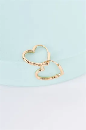 Wholesale Heart Drop Hoop Earrings - Gold