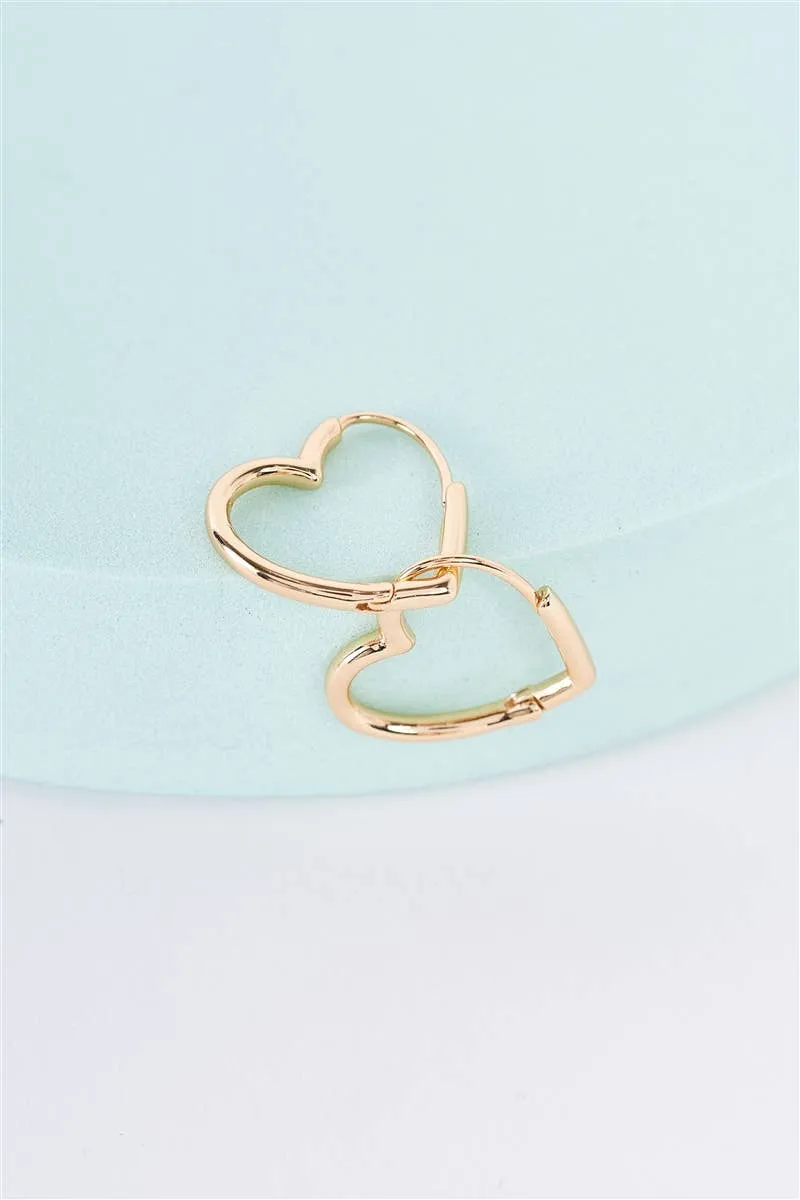 Wholesale Heart Drop Hoop Earrings - Gold