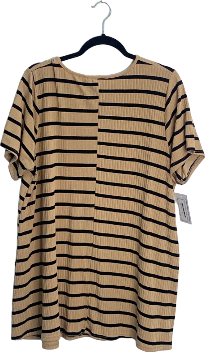 Yours Clothing Beige and Black Striped Tunic Top UK 20