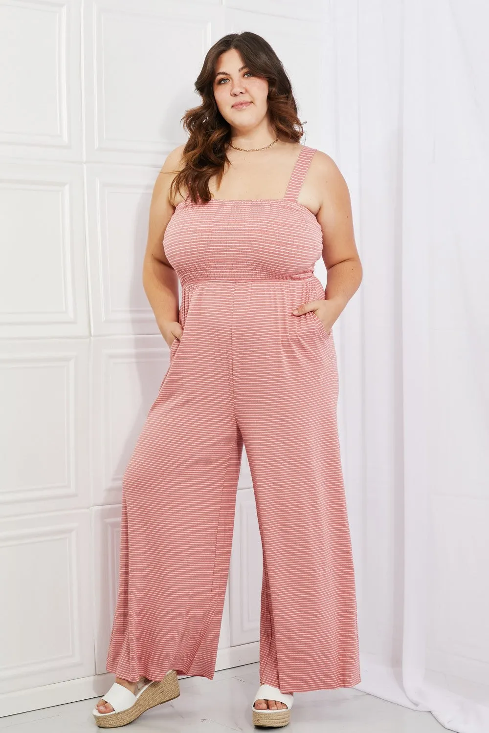 Zenana Only Exception Plus Size Striped Jumpsuit